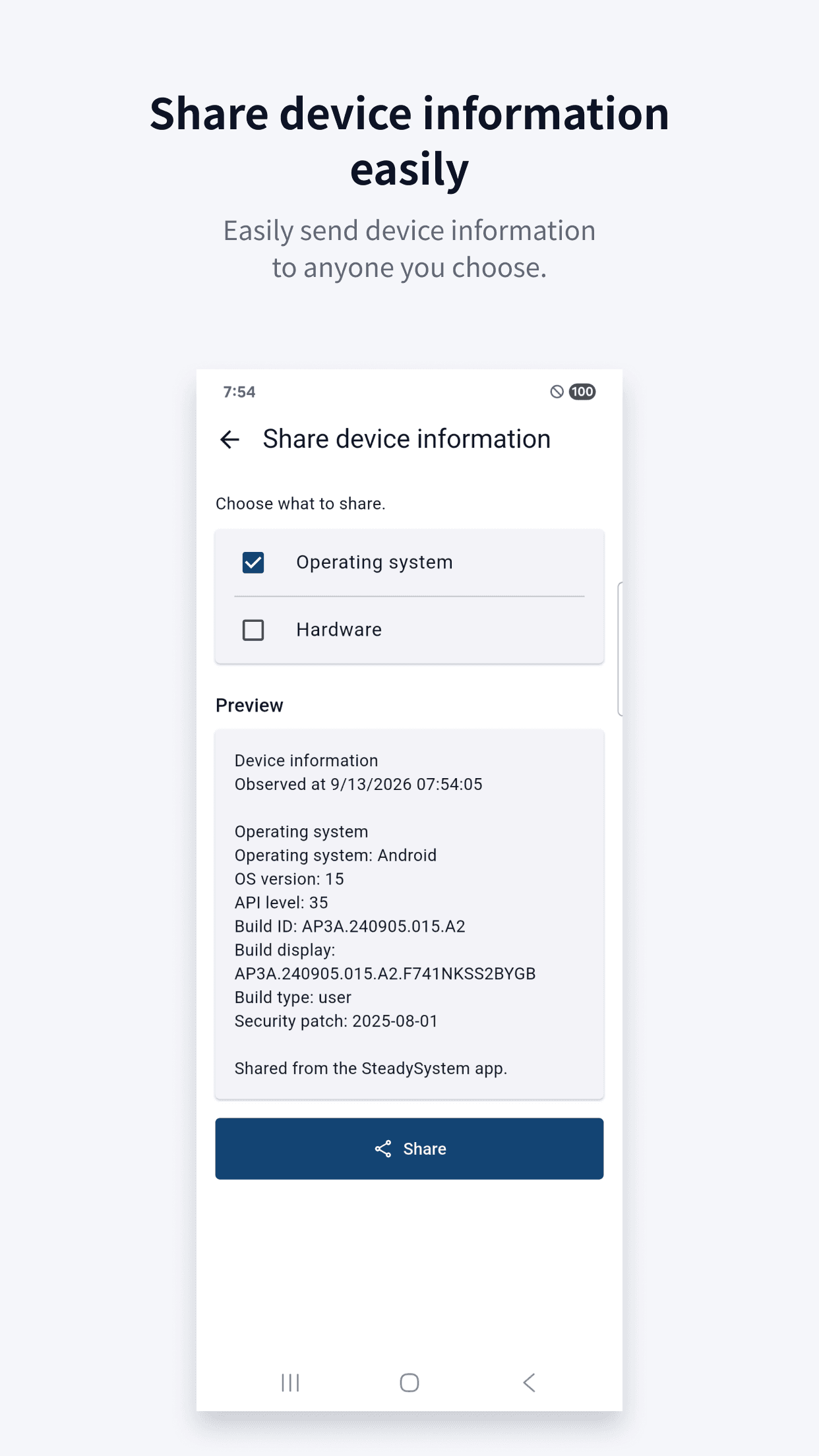 SteadySystem device information sharing